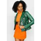 The Pythn Skin Green Leather Women Jacket