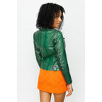 The Pythn Skin Green Leather Women Jacket
