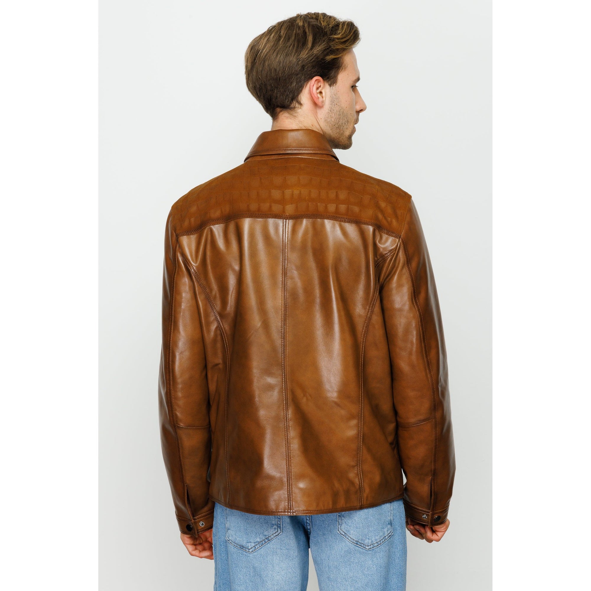 The Emerson Tan Leather Men Jacket