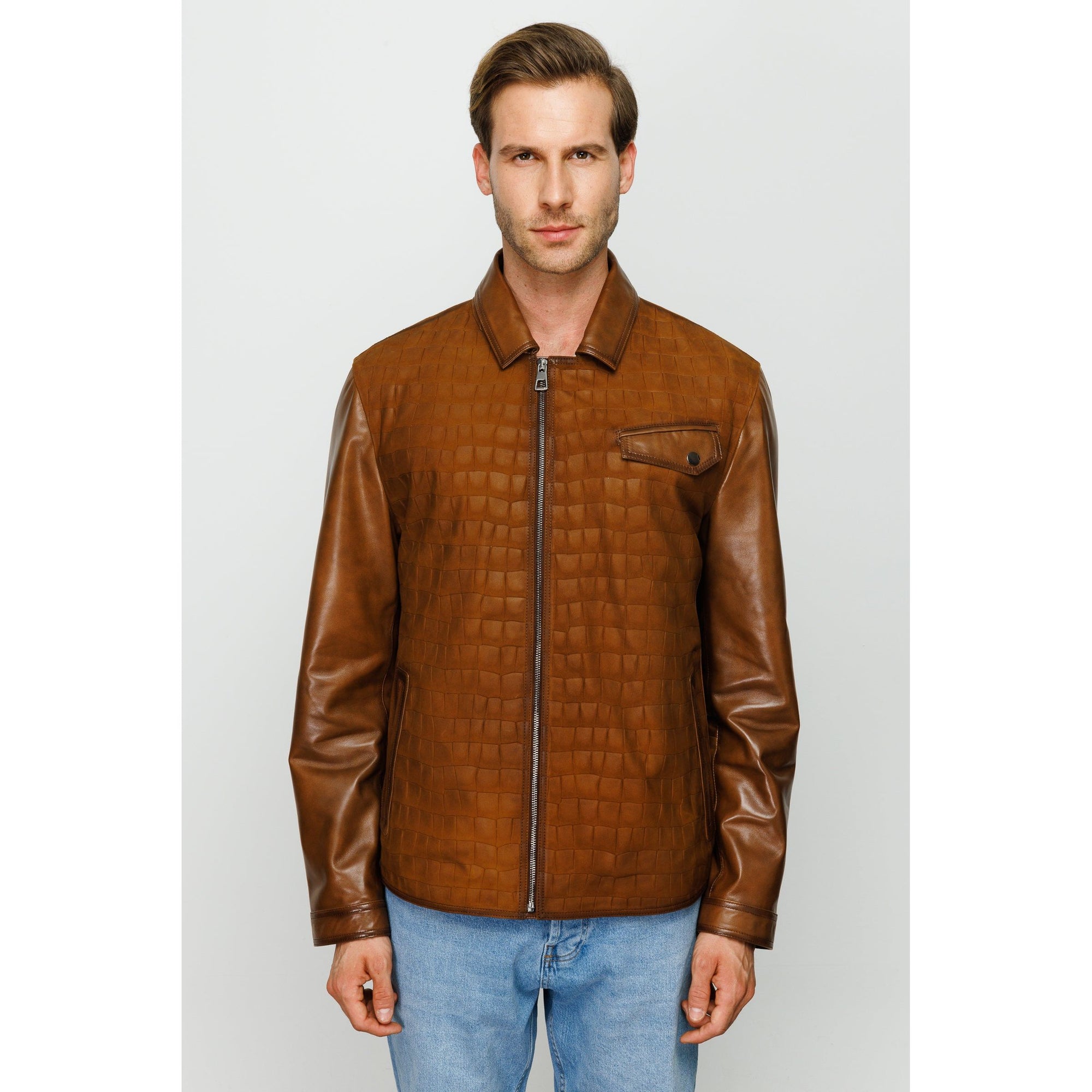 The Emerson Tan Leather Men Jacket