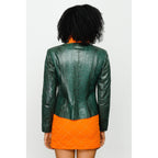The Mekke Pythn Skin Green Leather Women Jacket
