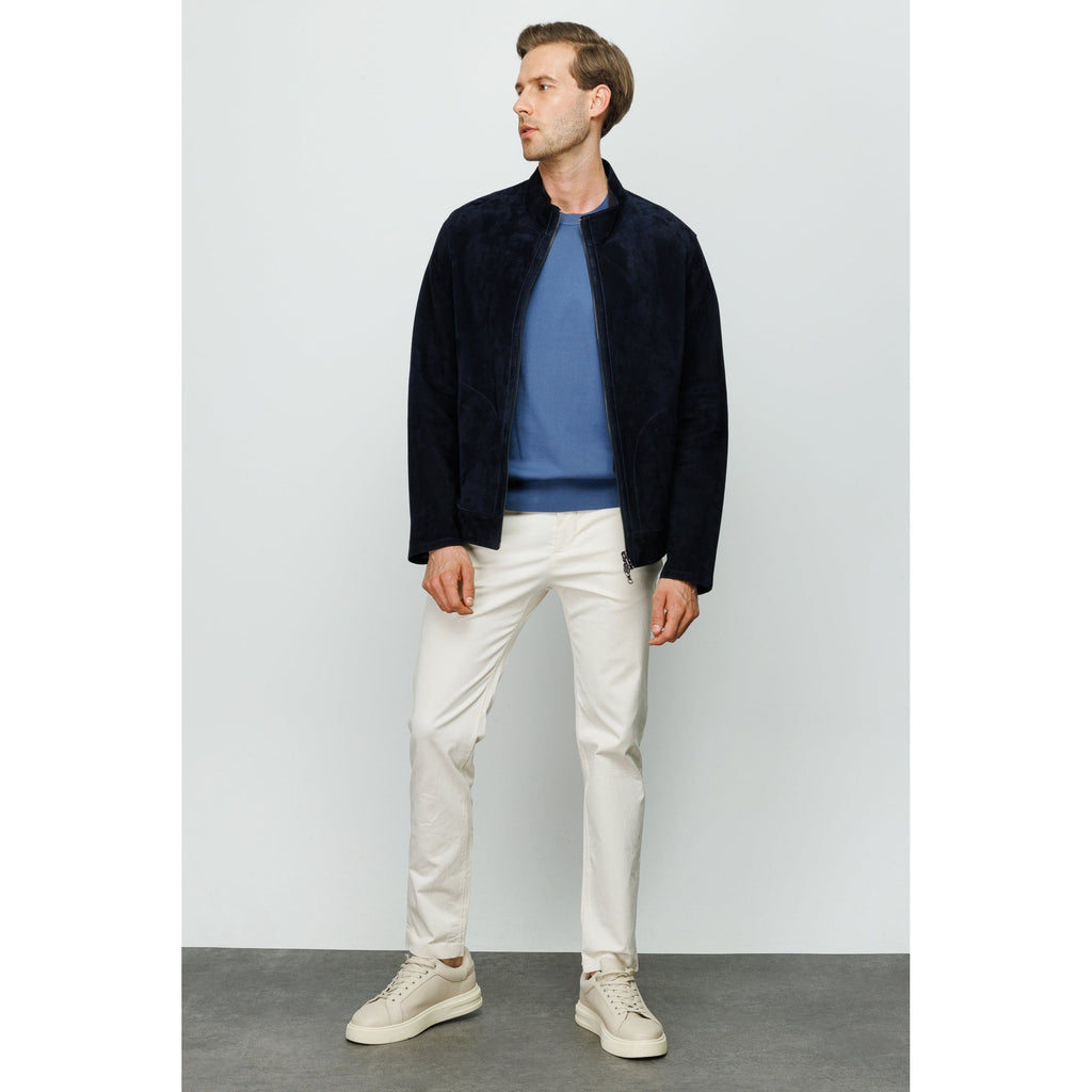 The Alba Navy Leather Men  Jacket