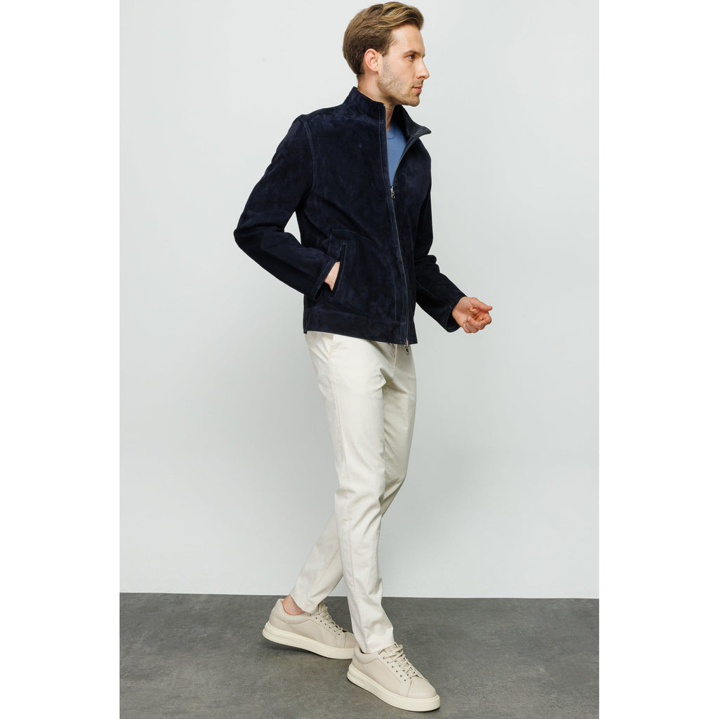 The Alba Navy Leather Men  Jacket