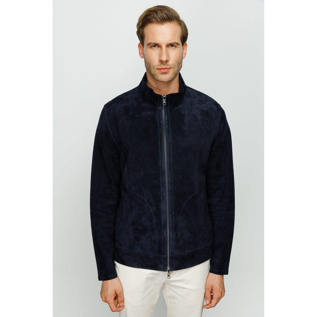 The Alba Navy Leather Men  Jacket