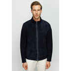 The Alba Navy Leather Men  Jacket