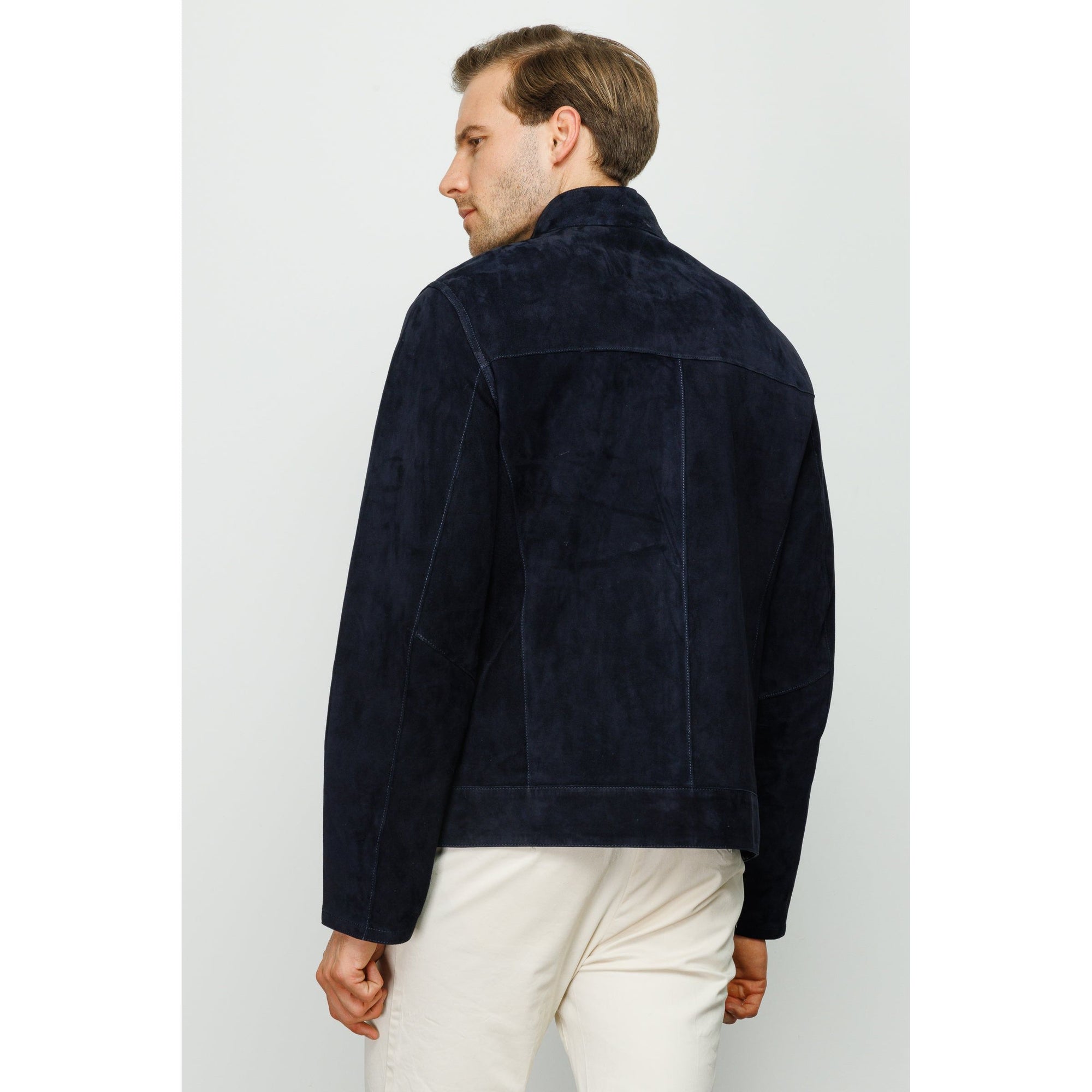The Alba Navy Leather Men  Jacket