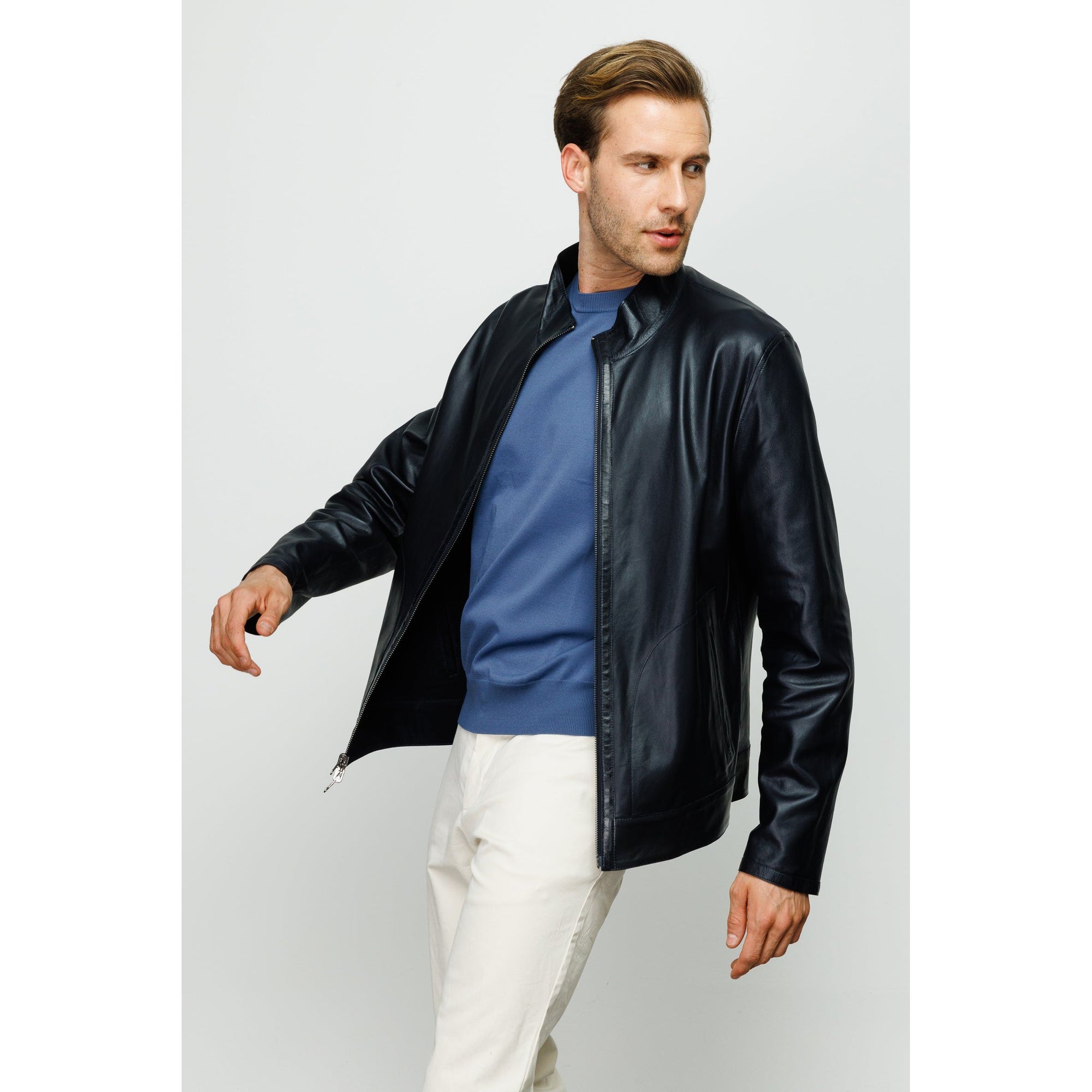 Vinci The Del Rio Leather Black Men Jacket