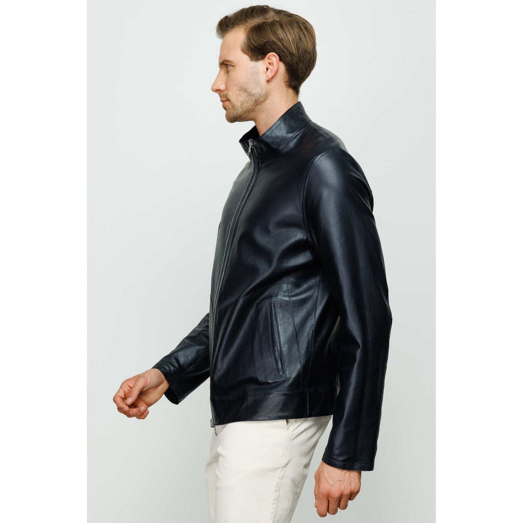 Vinci The Del Rio Dark Blue Leather Men Jacket