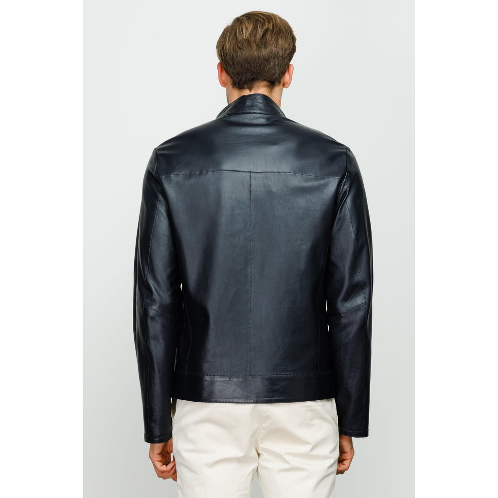 Vinci The Del Rio Dark Blue Leather Men Jacket