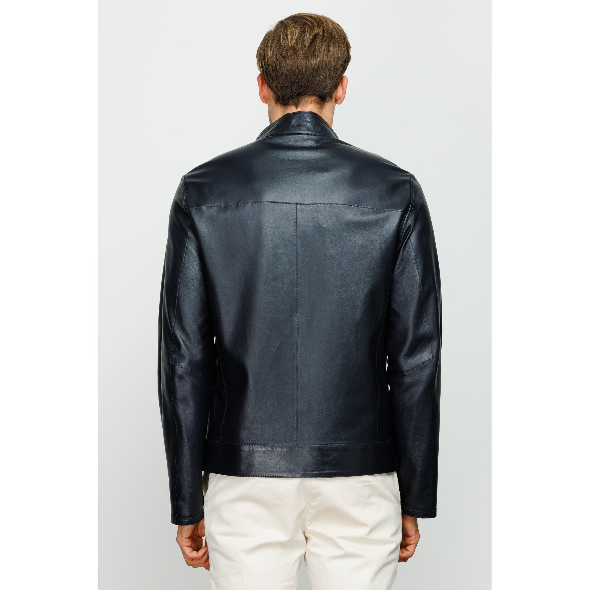 Vinci The Del Rio Dark Blue Leather Men Jacket