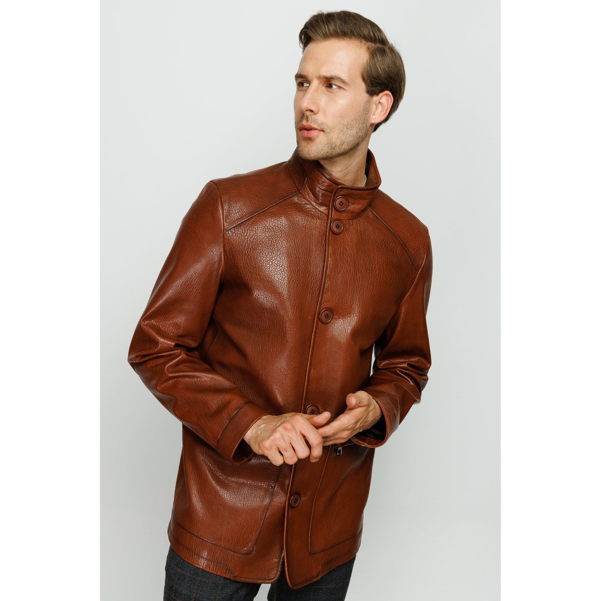 Vinci The Barclay Brown Leather Men Jacket