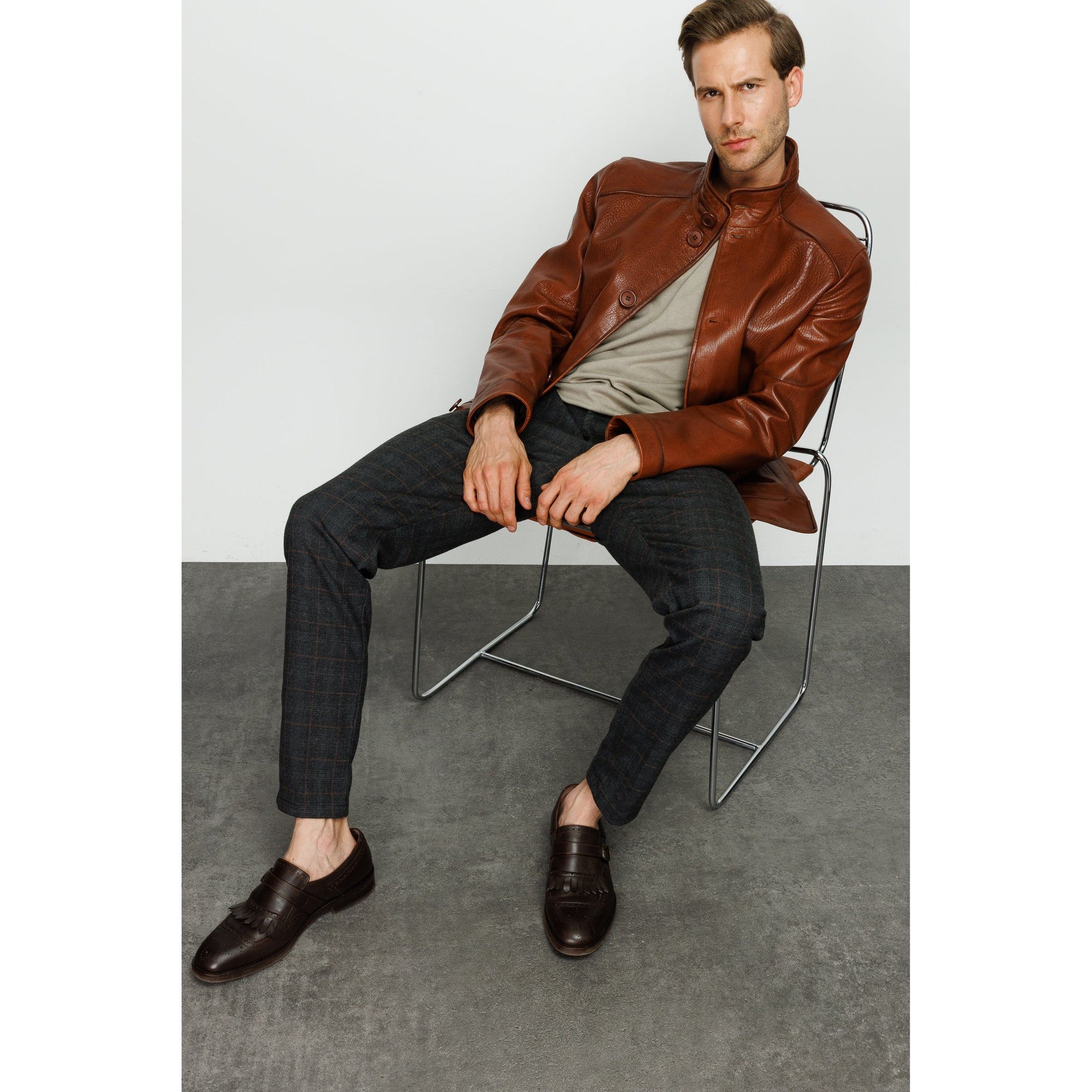 Vinci The Barclay Brown Leather Men Jacket