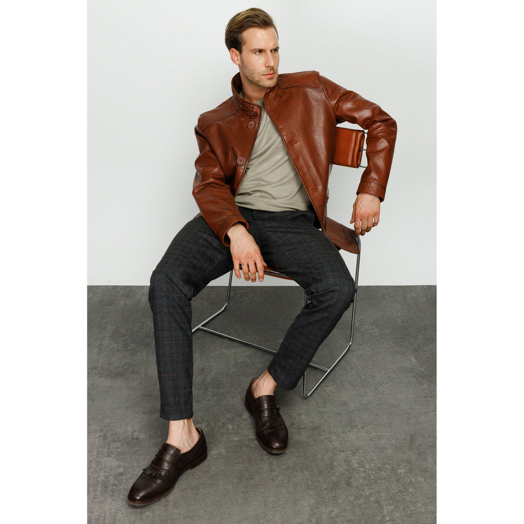 Vinci The Barclay Brown Leather Men Jacket