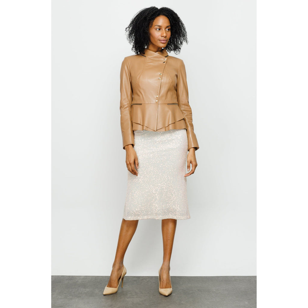 The Olmetti Tan Leather Women Jacket