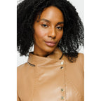 The Olmetti Tan Leather Women Jacket