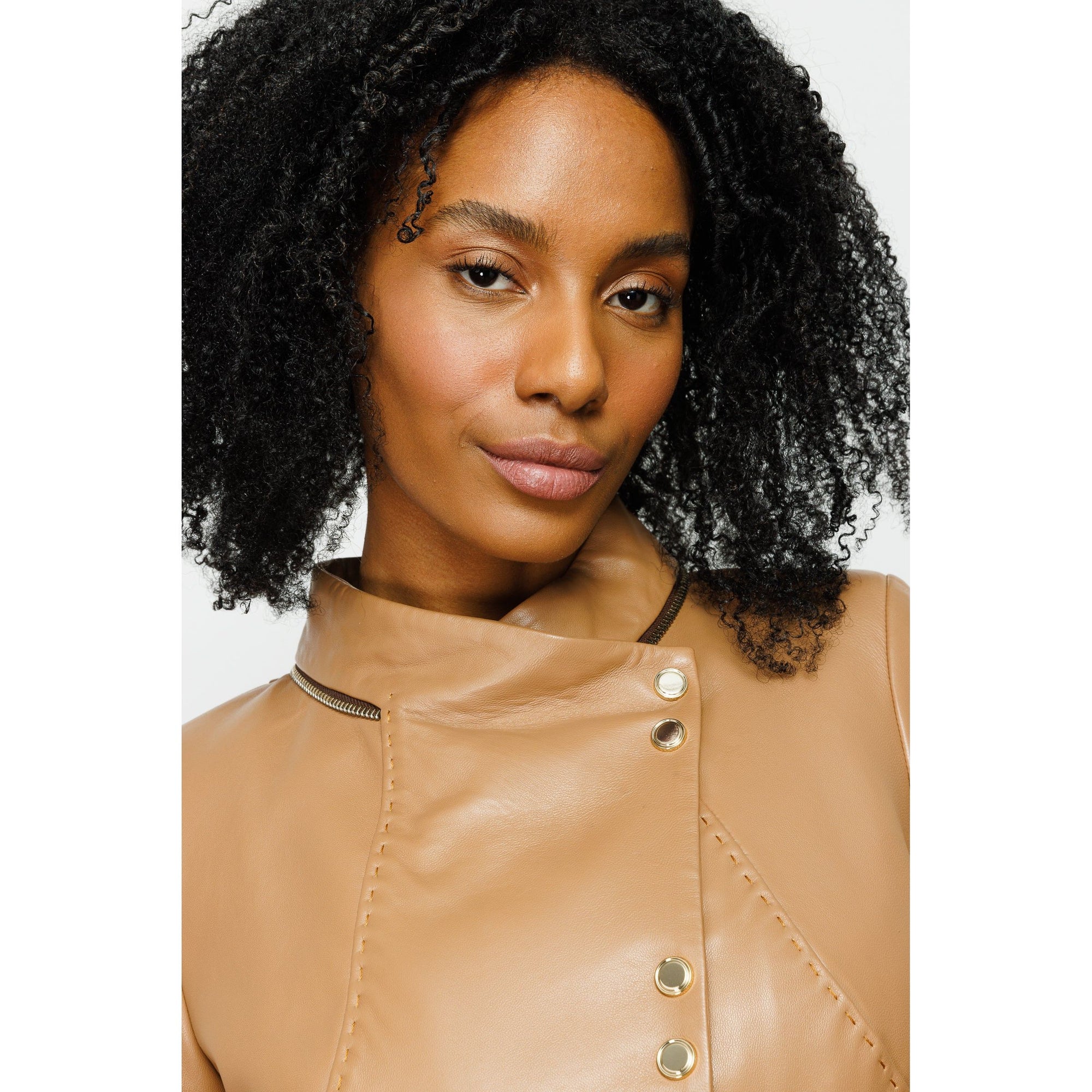 The Olmetti Tan Leather Women Jacket