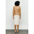 The Olmetti Tan Leather Women Jacket