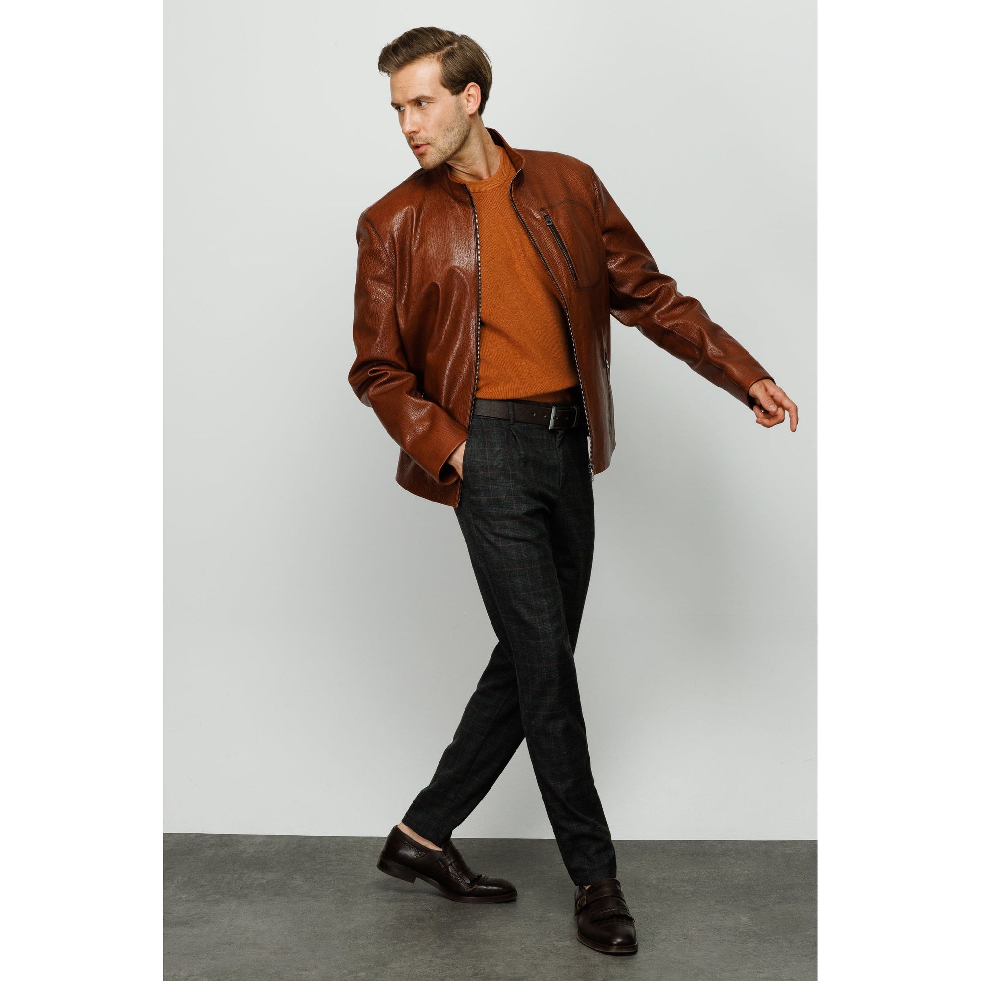 The Blanchard Brown Leather Men Jacket