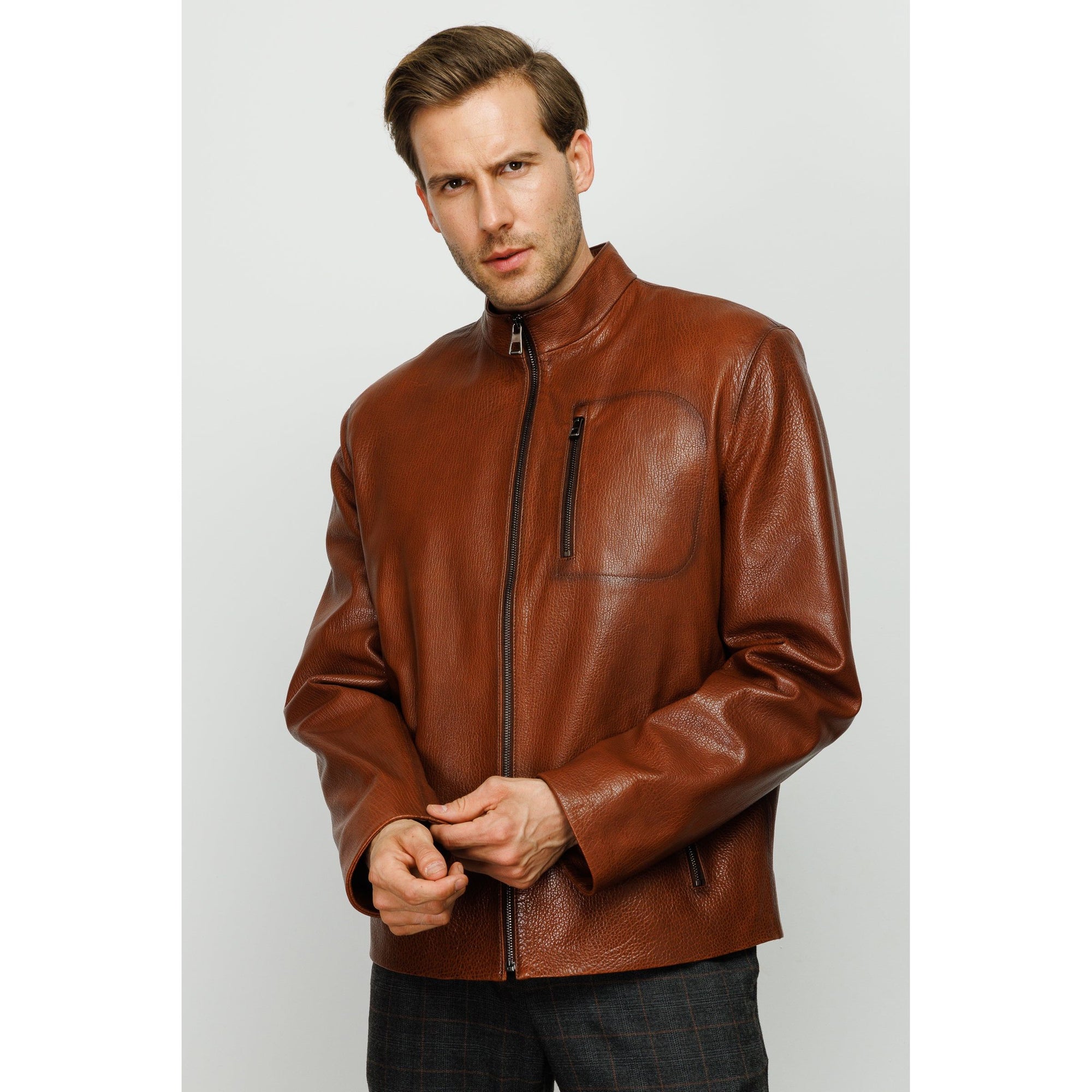The Blanchard Brown Leather Men Jacket