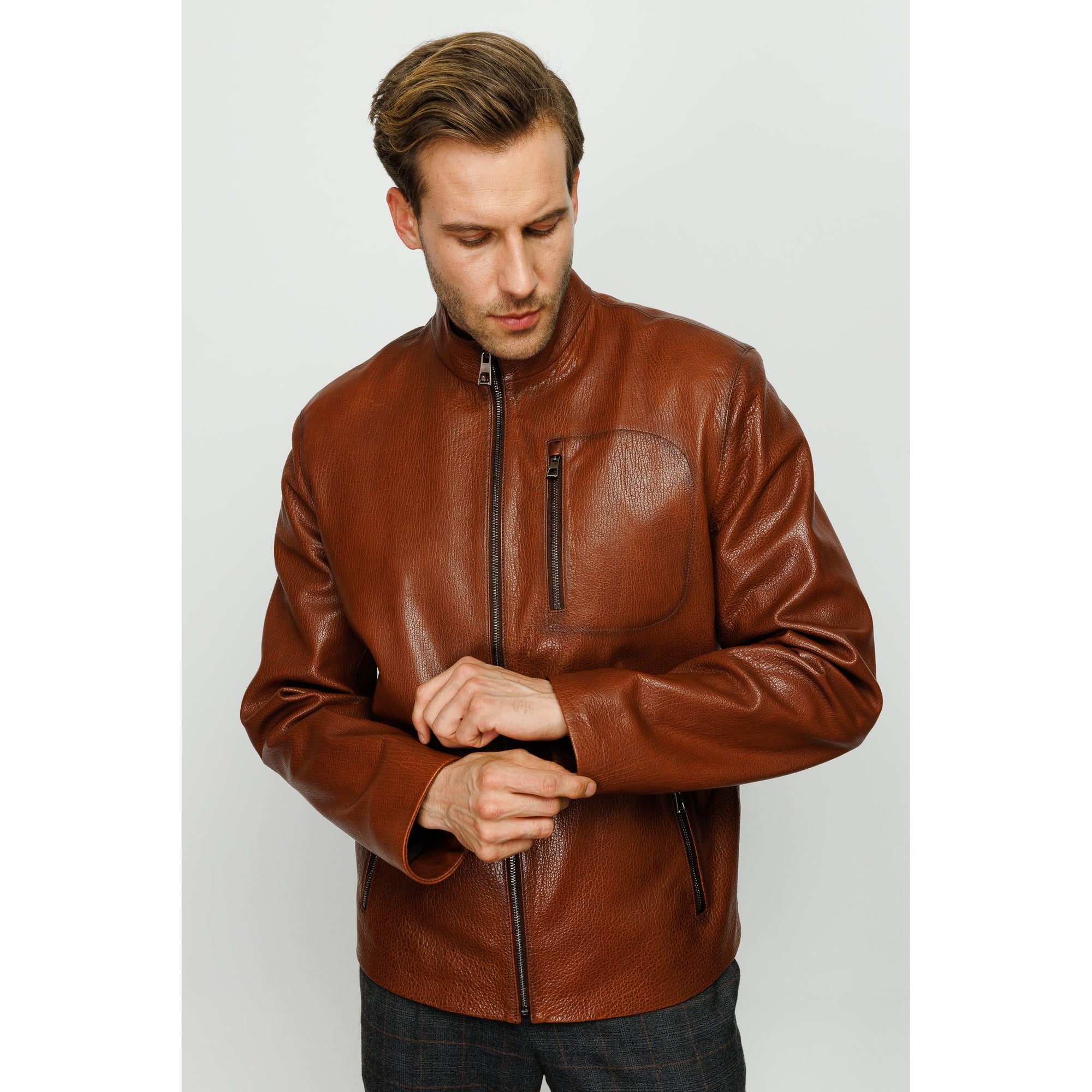 The Blanchard Brown Leather Men Jacket
