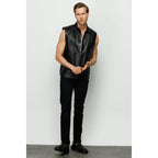 The Veyo Black Leathern Vest Men Jacket