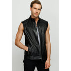 The Veyo Black Leathern Vest Men Jacket