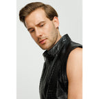 The Veyo Black Leathern Vest Men Jacket