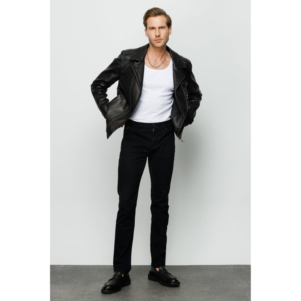 Vinci The Monola Black Leather Men Jacket