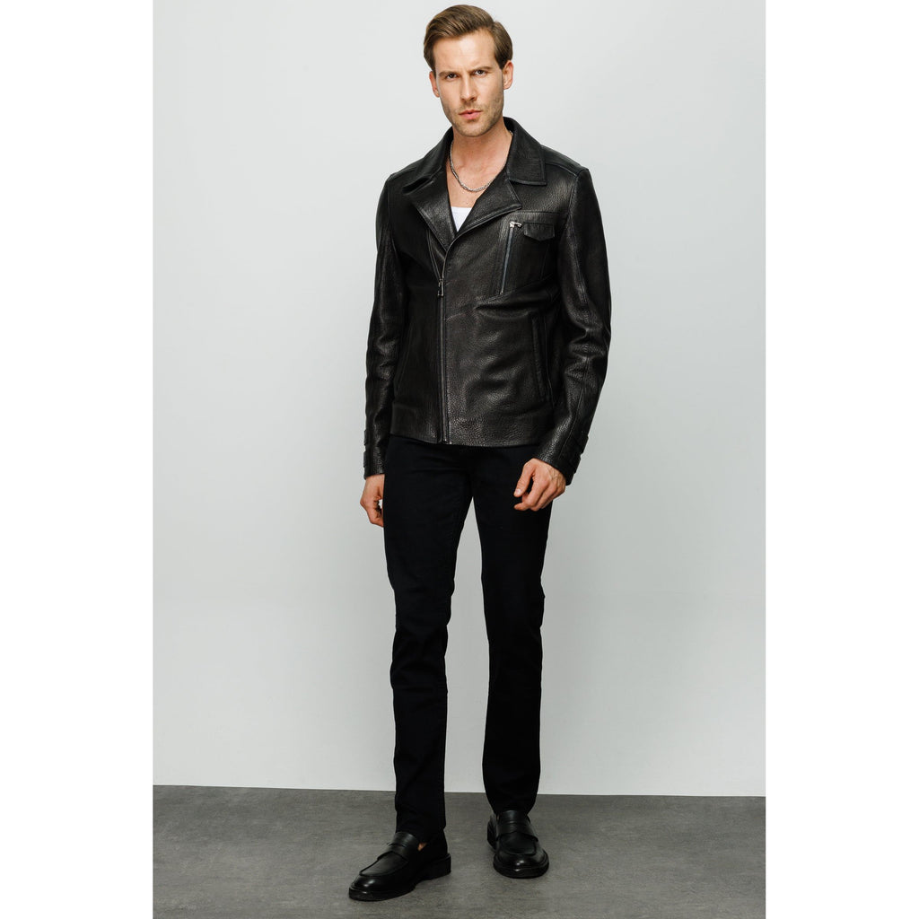 Vinci The Monola Black Leather Men Jacket