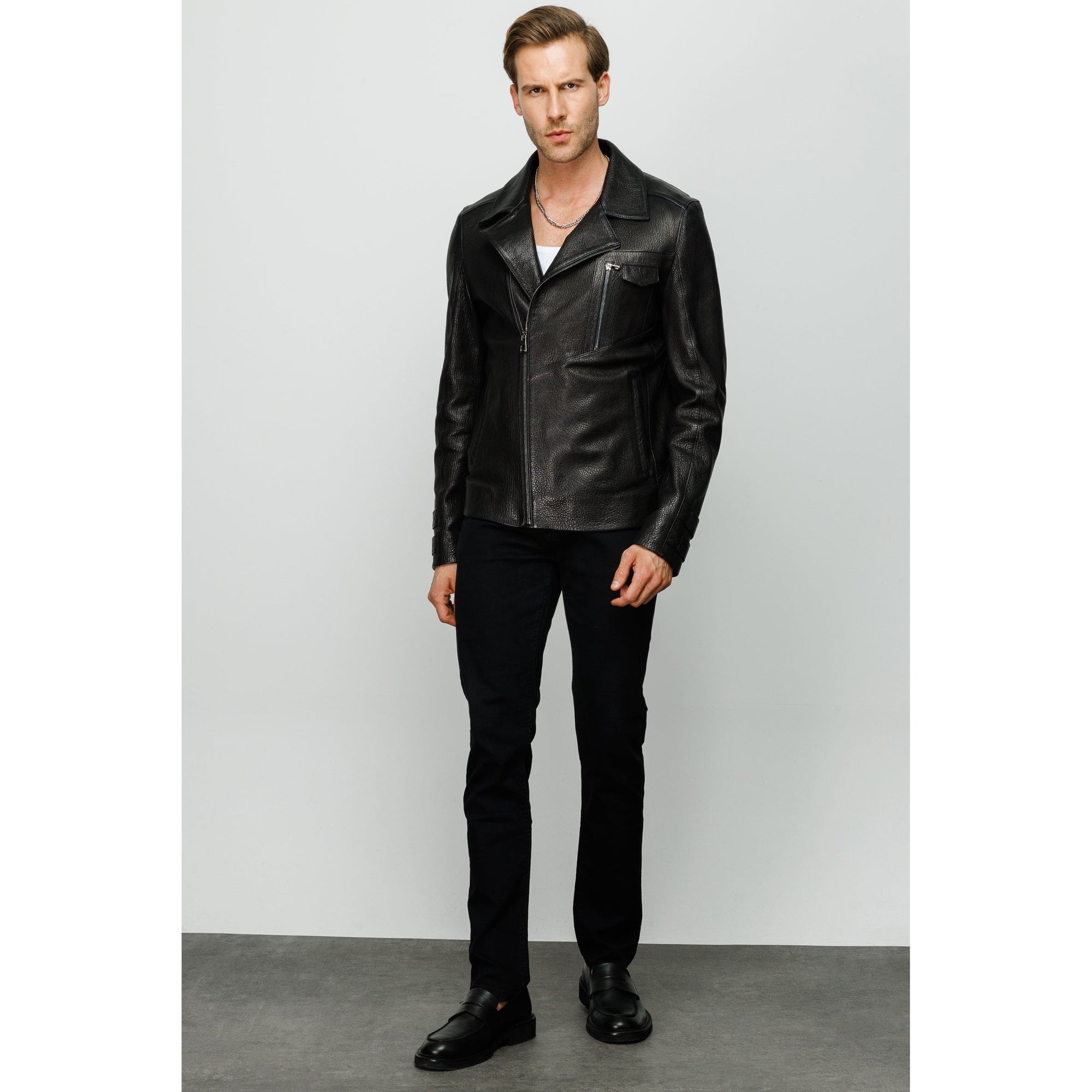 Vinci The Monola Black Leather Men Jacket