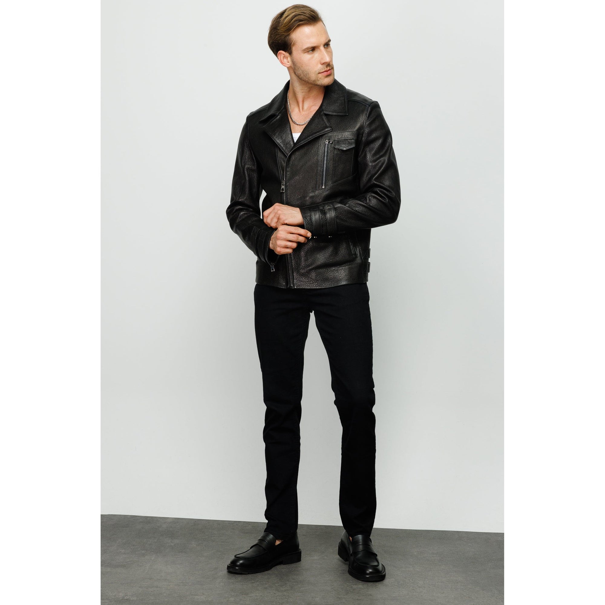 Vinci The Monola Black Leather Men Jacket