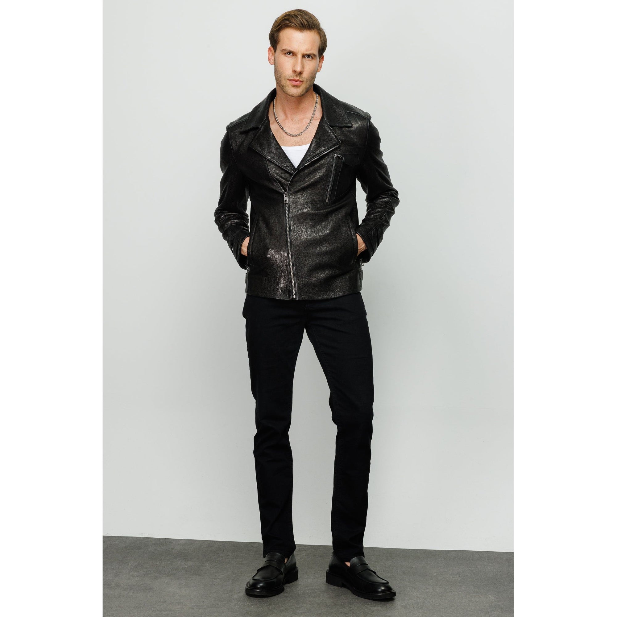Vinci The Monola Black Leather Men Jacket