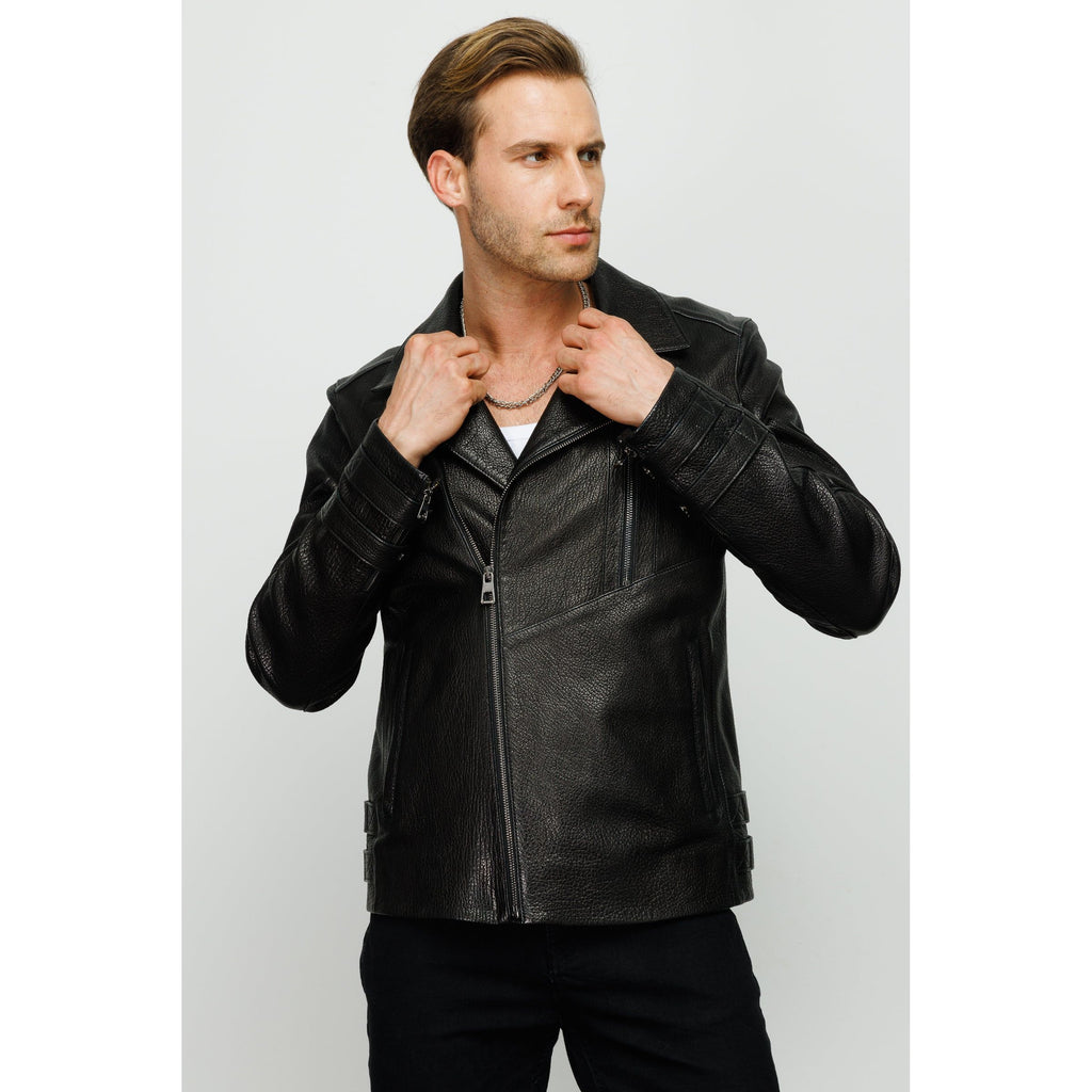 Vinci The Monola Black Leather Men Jacket