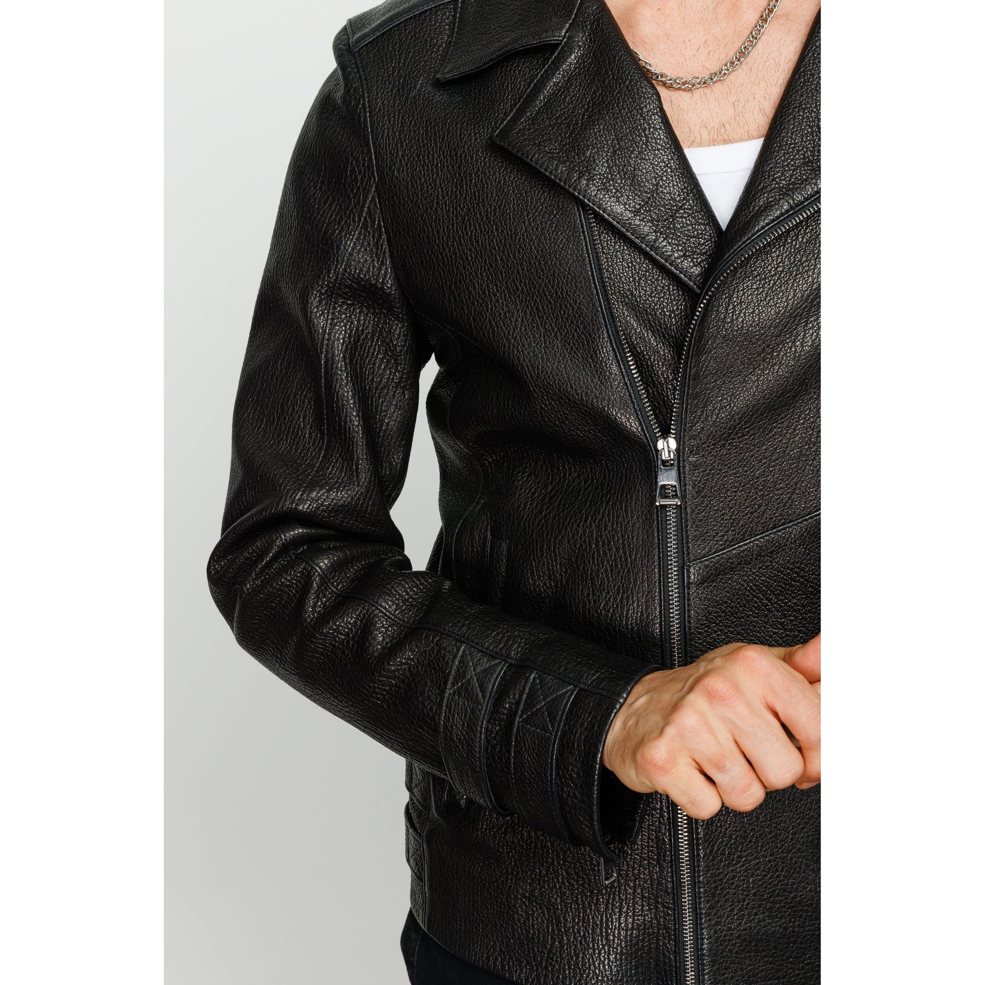 Vinci The Monola Black Leather Men Jacket