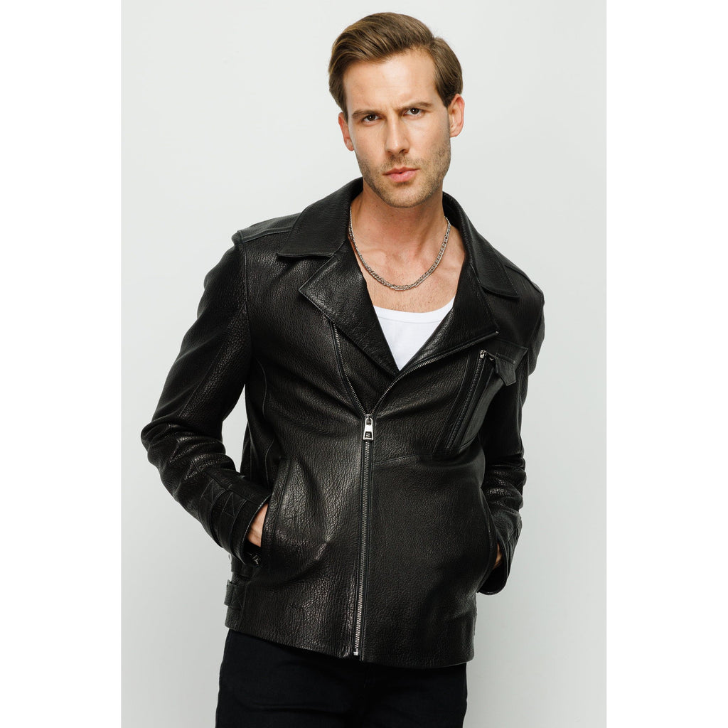 Vinci The Monola Black Leather Men Jacket