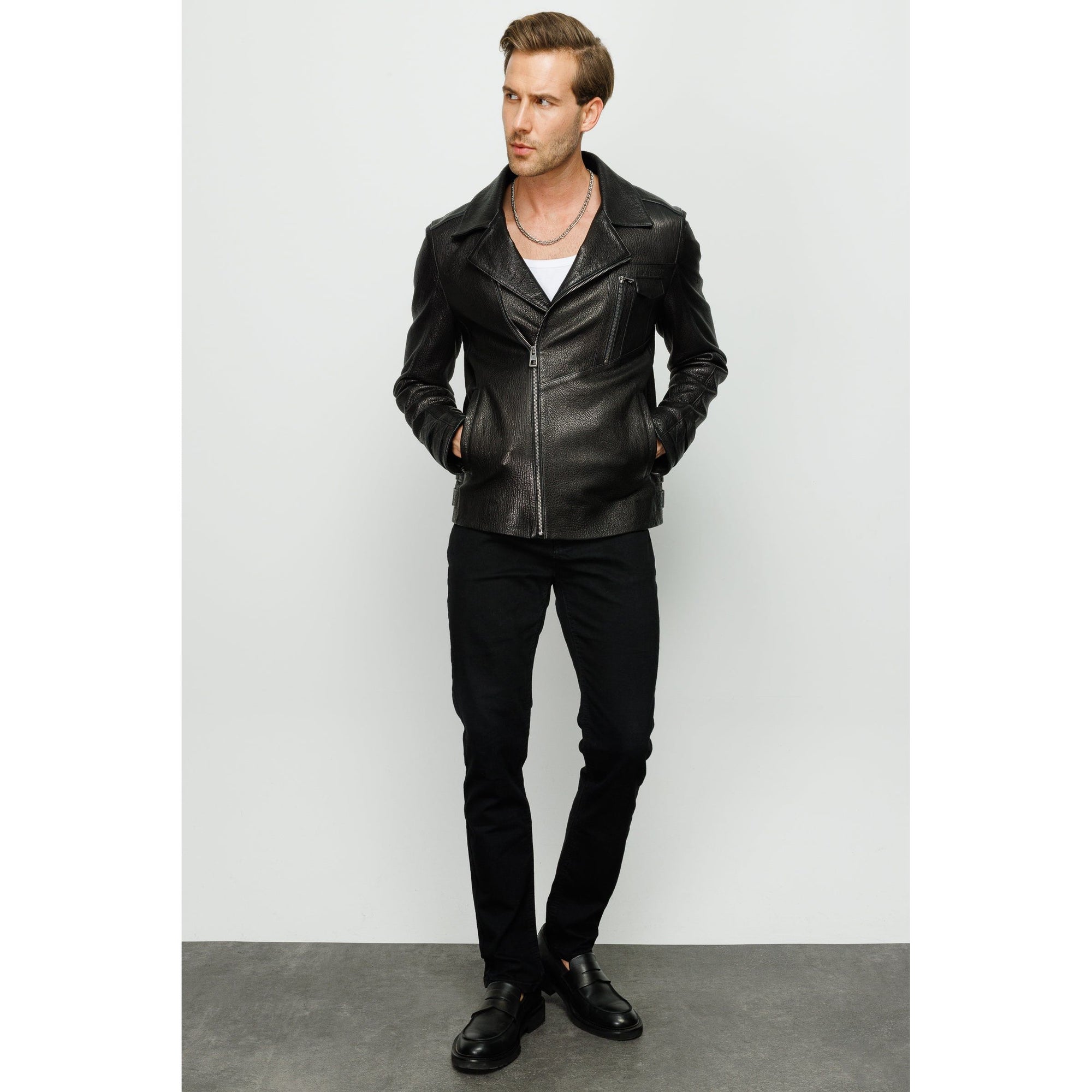 Vinci The Monola Black Leather Men Jacket