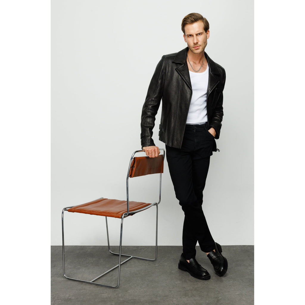 Vinci The Monola Black Leather Men Jacket