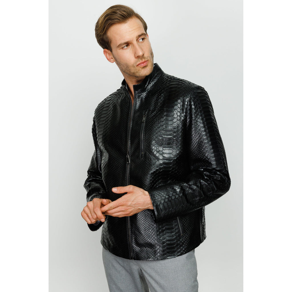 Vinci The-Boss Snake Black Leather Men Jacket