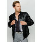 Vinci The-Boss Snake Black Leather Men Jacket
