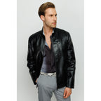 Vinci The-Boss Snake Black Leather Men Jacket