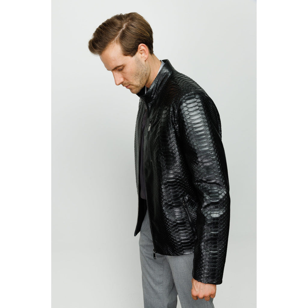 Vinci The-Boss Snake Black Leather Men Jacket