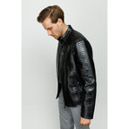 Vinci The-Boss Snake Black Leather Men Jacket