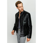 Vinci The-Boss Snake Black Leather Men Jacket