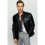 Vinci The-Boss Snake Black Leather Men Jacket