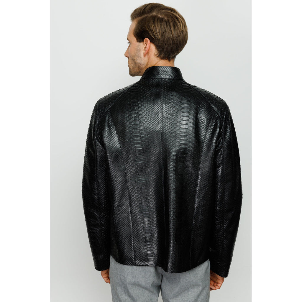 Vinci The-Boss Snake Black Leather Men Jacket