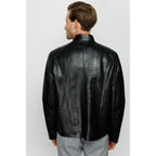 Vinci The-Boss Snake Black Leather Men Jacket