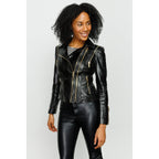 The Queen Pythn Skin Black Leather Women Jacket