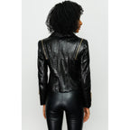 The Queen Pythn Skin Black Leather Women Jacket