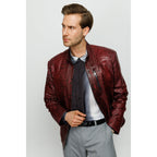 Vinci The-Boss Snake  Burgundy Leather Men Jacket