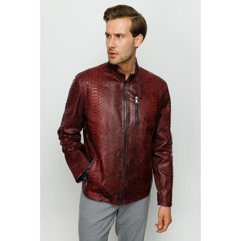 Vinci The-Boss Snake  Burgundy Leather Men Jacket